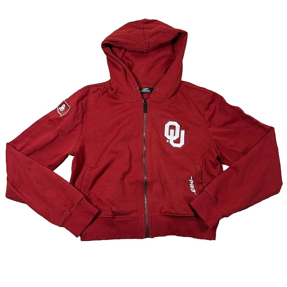 Pro Standard Womens Medium Red Full-Zip NCAA Oklahoma Sooner Football Hoodie NWT
